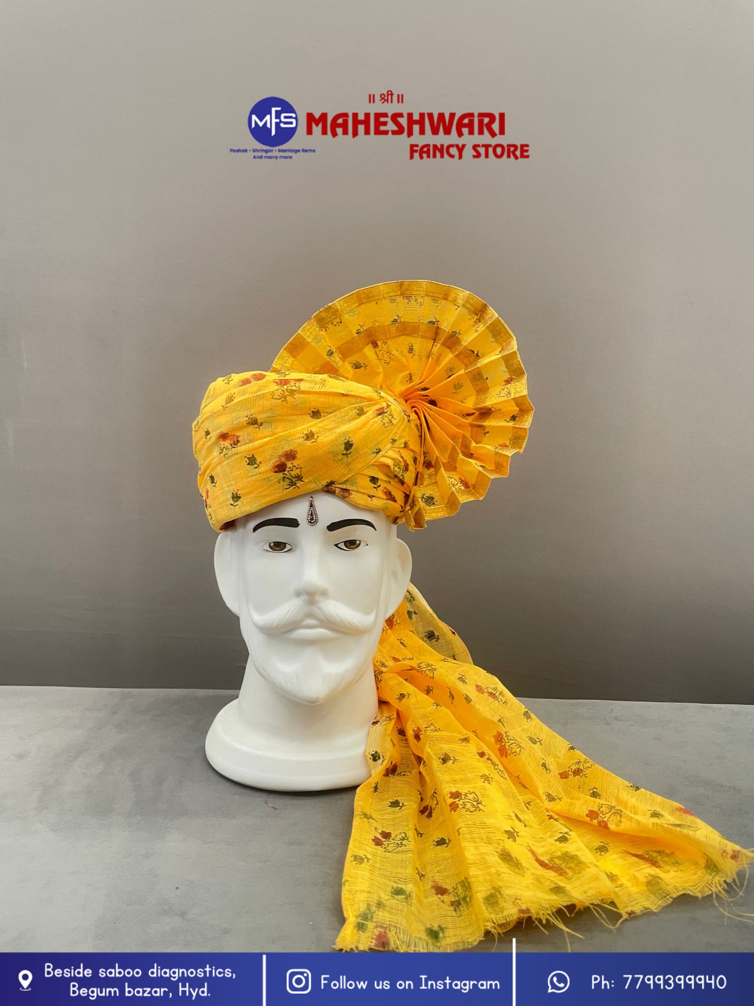 Mango Makkhi Barati Pagdi Fabric